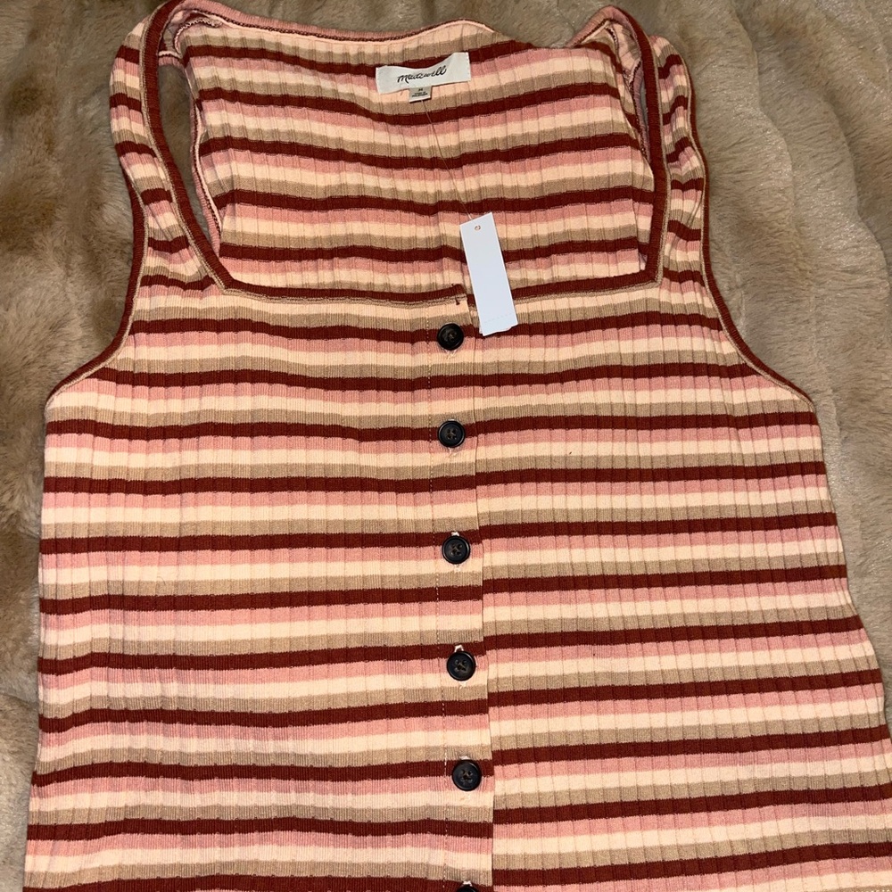 Striped Sleeveless Top - Brown and Cream